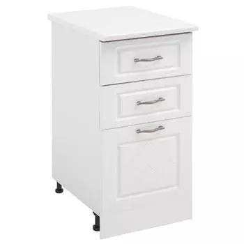 Шкаф напольный с 3мя ящиками ШНЯ(3) 400 Прованс, 400х600х850, МДФ Белый/Белый