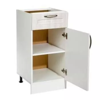 Шкаф напольный Велес с ящиком 400х446х820 белый/сандал белый