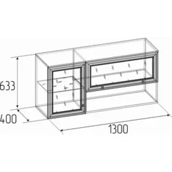 Шкаф навесной Paola 4, 1300 × 400 × 633 мм, цвет ясень анкор светлый