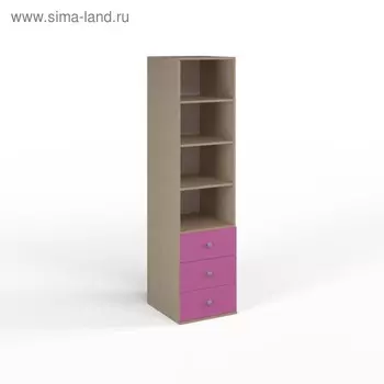 Шкаф открытый с ящиками ДМ-ШС-4-9, 458х504х1806 мм, ясень шимо, фуксия