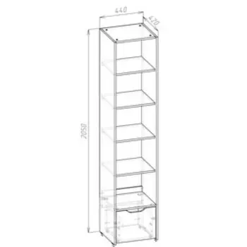 Шкаф пенал открытый «Мико», с полками, 4404202050 мм, цвет бриллиант/бетон