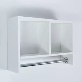 Шкаф подвесной для ванной комнаты со штангой для полотенец белый, 60 х 15,4 х 40 см