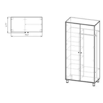 Шкаф двухстворчатый HYGGE, распашной, 9404801950 мм, дуб/белый
