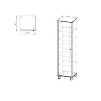 Шкаф распашной одностворчатый HYGGE, 490х470х1950, Дуб/Белый