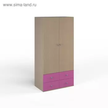 Шкаф широкий ДМ-ШС-4-2, 900х504х1806 мм, ясень шимо, фуксия