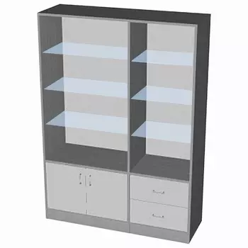 Шкаф ШП 2, 15005002000, ЛДСП, стекло, серый