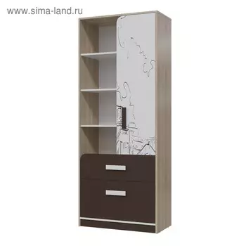 Шкаф стеллаж Арабика, 800х405х1995, Дуб Ривьера/Белый-Арабика