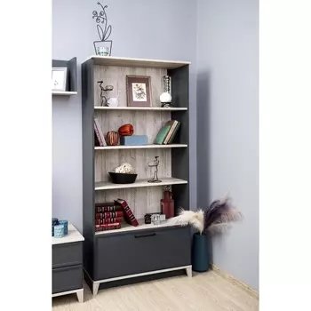 Шкаф - стеллаж Aurelio 2, 8003551727 мм, цвет антрацит/блеквуд сатиновый