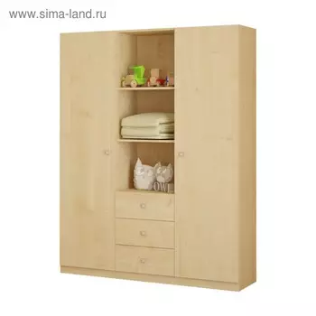 Шкаф прямой трёхстворчатый Polini kids Simple, 13505201900 мм, цвет натуральный