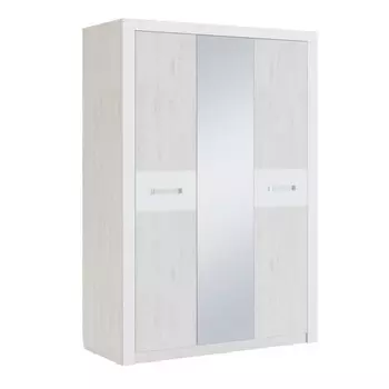 Шкаф трёхдверный «Амели №6», 14706252120 мм, зеркало, ясень анкор светлый/белый глянец