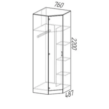 Шкаф угловой «ЭКО», 7604812200 мм, цвет дуб вотан, белый
