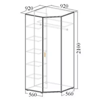 Шкаф угловой с зеркалом «Венеция 9» Ясень анкор тёмный/Ясень анкор светлый