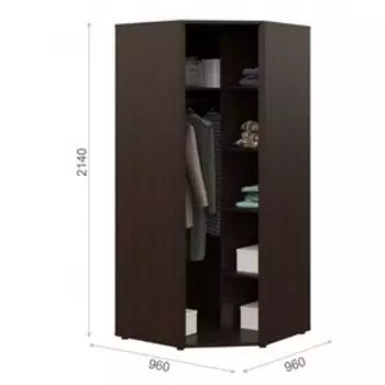 Шкаф угловой «Токио», 960 × 960 × 2140 мм, цвет венге