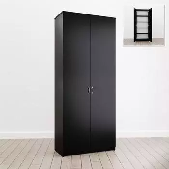 Шкаф двухстворчатый бельевой «Клик Мебель. Джамп ДШБ8», 1980800400 мм, цвет чёрный