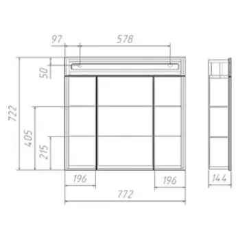 Шкаф-зеркало Аврора 75 с подсветкой LED Домино