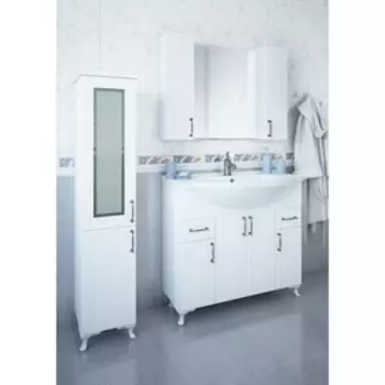 Шкаф-зеркало Глория 105 белый матовый