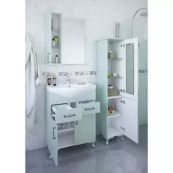 Шкаф-зеркало Глория 65 серый, левый 14,2 см х 59,6 см х 71 см