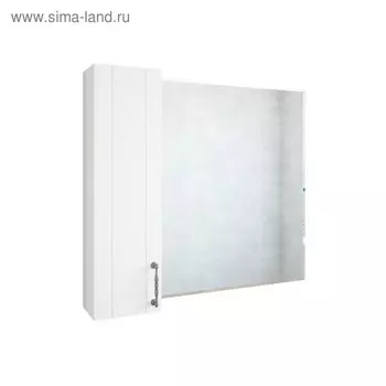 Шкаф-зеркало Глория 85 левый, белый матовый