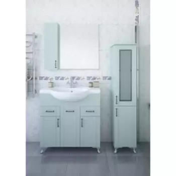 Шкаф-зеркало Глория 85, левый серый