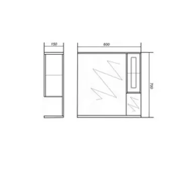 Шкаф-зеркало Эстет правый 60