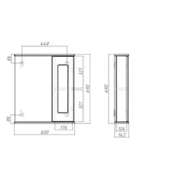 Зеркало шкаф для ванной комнаты «Айсберг. Кристалл 60», левый/правый, 600144690 мм, цвет белый