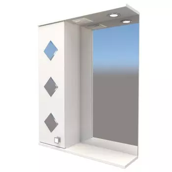 Зеркало – шкаф «Квадро», левый, с подсветкой, 550150700 мм, цвет белый