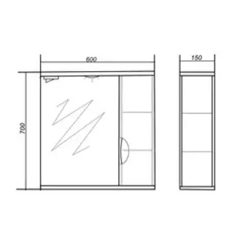 Шкаф-зеркало Модерн (с подсветкой ) правый 60