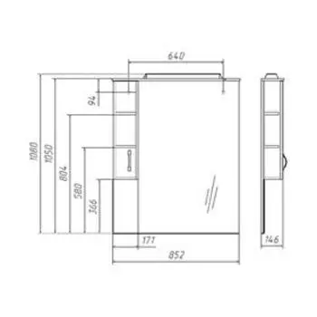 Шкаф-зеркало Сенеж 87 Идеал с подсветкой, левый