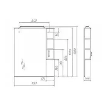 Шкаф-зеркало Сенеж 87 Идеал с подсветкой, правый