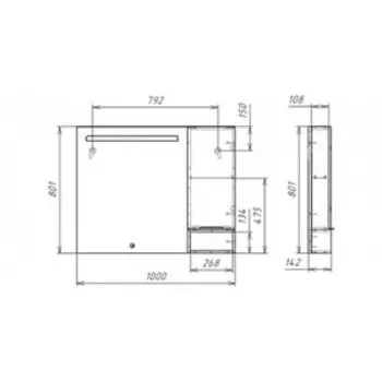 Шкаф-зеркало Trend 100 серый дуб, электричество
