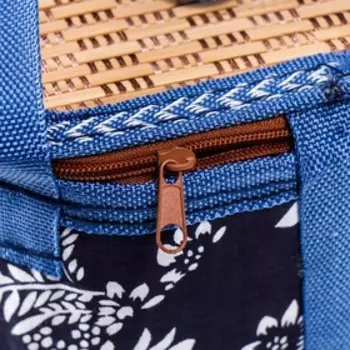 Шкатулка бамбук "Цветы на синем" с ручками, молния 16х24х28 см