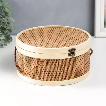 Шкатулка бамбук "Круглая" со шнуром 10х22х22 см