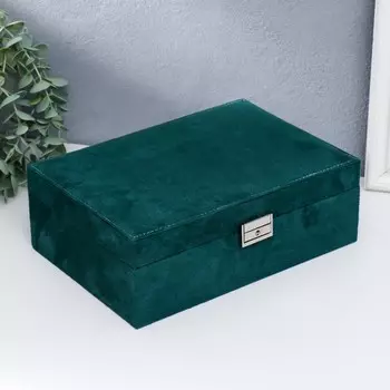 Шкатулка бархат для украшений с ящичком "Зелёный лес" 6х19х23 см