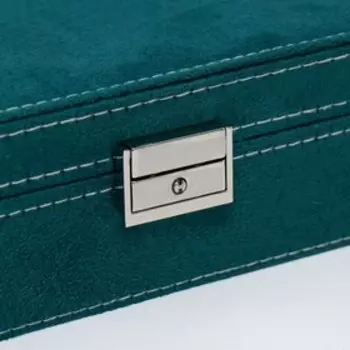 Шкатулка бархат для украшений "Зелёный лес" 6х19х27 см