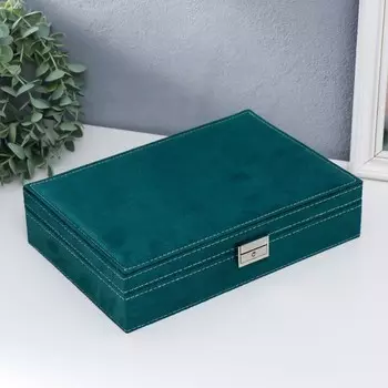 Шкатулка бархат для украшений "Зелёный лес" 6х19х27 см