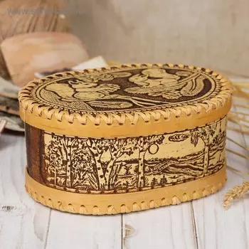 Шкатулка для украшений «Белки», береста