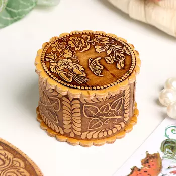 Шкатулка для украшений «Букет с бабочкой», 4025 мм, береста