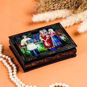 Шкатулка "Частушки" , 10х14 см , лаковая миниатюра