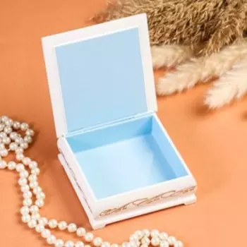 Шкатулка «Цветы в вазочке», белая, 1010 см, лаковая миниатюра