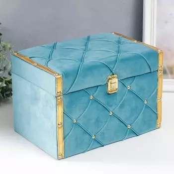 Шкатулка дерево бархат "Морская волна" с кнопками 19х19х28 см