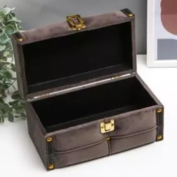 Шкатулка дерево бархат "Серая дымка" 11х13х20 см