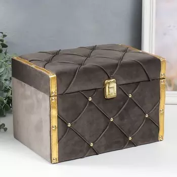 Шкатулка дерево бархат "Серая дымка" с кнопками 19х19х28 см