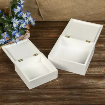 Шкатулка дерево "Чашечка чая и птичка" набор 2 шт 6,5х16х16 8,2х20,5х20,5 см