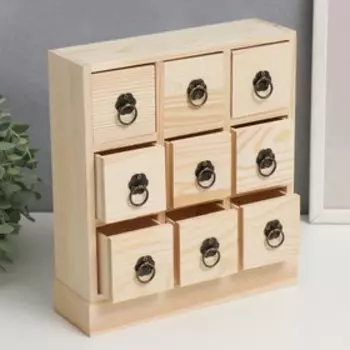 Шкатулка дерево "Девять ящичков" 7,5х22х24 см