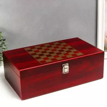 Шкатулка дерево для 2 бутылок "С шахматами" 36х11,5х20,5 см