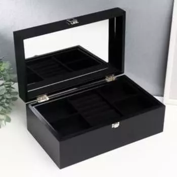 Шкатулка дерево для украшений "Чёрная матовая" 12х18х30 см