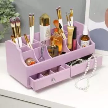 Шкатулка дерево для украшений и косметики 2 ящика нежно-сиреневая 35х16,5х17 см