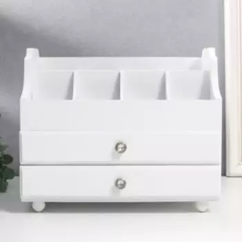 Шкатулка для украшений, косметики дерево, 2 ящика, белая, с ящичками, 26х16,5х21,7 см