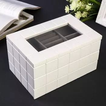 Шкатулка для украшений «Клетка», дерево, белая, 13.816.524 см