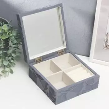 Шкатулка дерево для украшений "Кружевные узоры на сером" 8,2х18,5х18,2 см